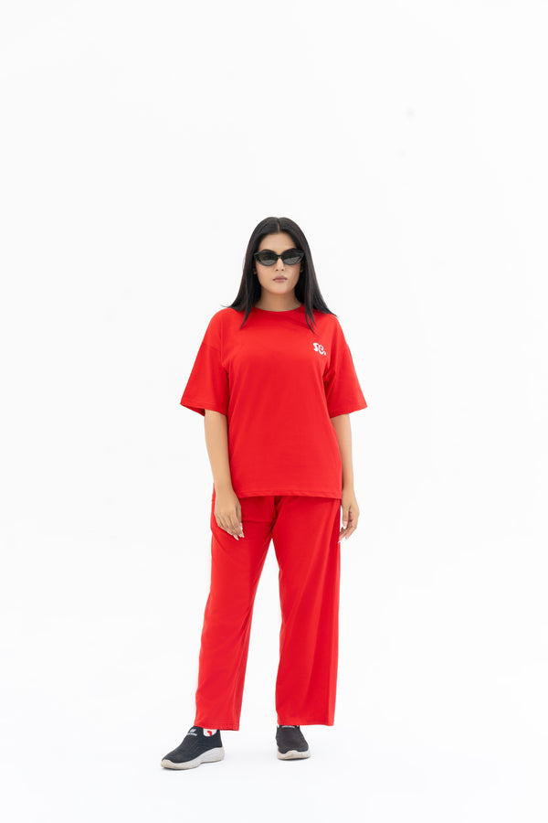 Women’s Relaxfit Loungewear Set –  Red Rose