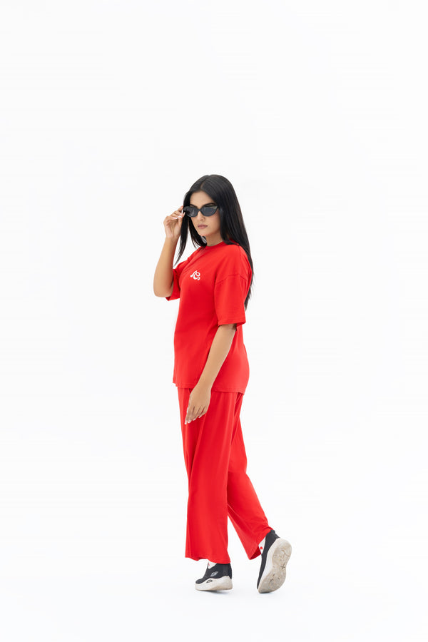 Women’s Relaxfit Loungewear Set –  Red Rose