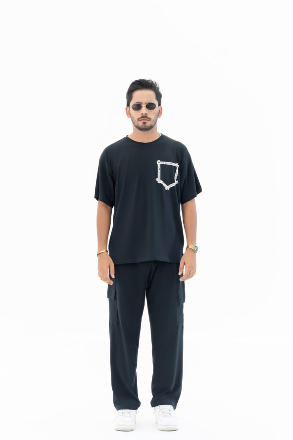 Men’s Basic Fit Cargo Loungewear Set –  Black